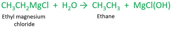 ethyl magnesium bromide and water reaction